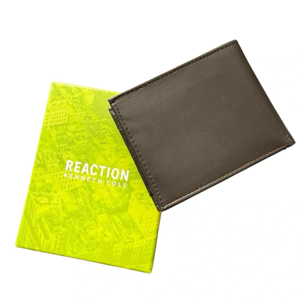 Kenneth Cole Reaction Men's Bifold Leather Wallet Brown